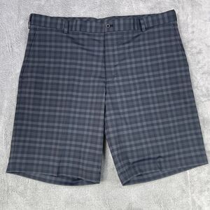 Nike Golf Dri Fit Chino Shorts Men's 42 Black Gray Check Stretch Classic Zip Fly